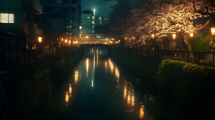 Tranquil Scene of Nakameguro’s Cherry Blossoms in Full Bloom