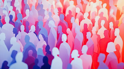 A paper cut artwork depicting a diverse crowd of people. The figures are carefully crafted with unique shapes and sizes, representing a variety of backgrounds and cultures