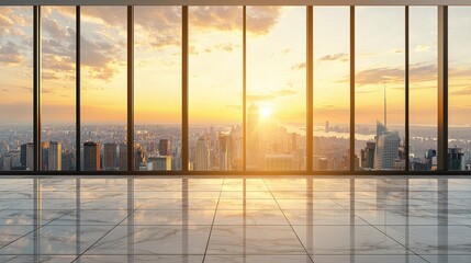 Fototapeta premium The modern urban landscape of downtown is characterized by sleek skyscrapers, whose window glass reflects daylight, creating a suitable background for business and finance-themed wallpapers