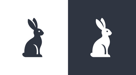 Stylized Rabbit Icon. Minimalist Bunny Logo Design. Vector Animal Illustration.