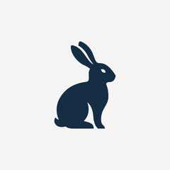 Stylized Rabbit Icon. Minimalist Bunny Logo Design. Vector Animal Illustration.