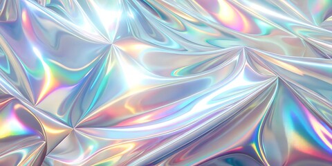 Fototapeta premium Colorful abstract holographic foil background creating a mesmerizing texture with iridescent highlights background, wallpaper, graphic resource, foil, AI, cover, gradient