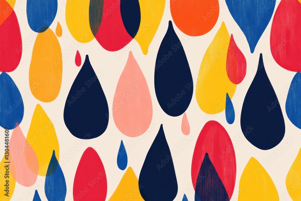 Poster colorful abstract drops in various shapes and sizes on background