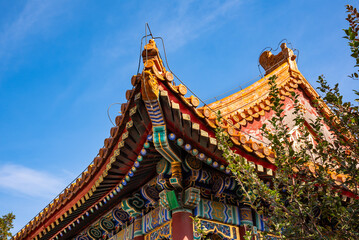 Naklejka premium Traditional roof at Summer Palace in Beijing, China. Famous landmark