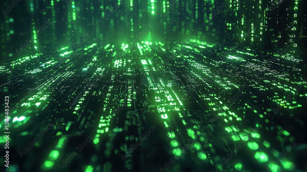 Aufkleber digital matrix action virtual world animation cyber environment futuristic concept