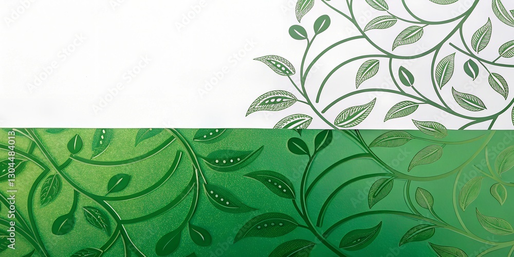 Poster elegant green and white abstraction with intricate leaf patterns for modern wallpaper design abstrac