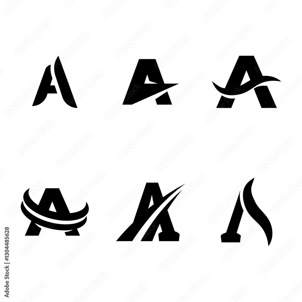 Poster set of initial letter a logo vector design template isolated on white background