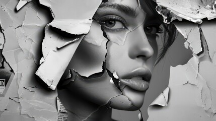 A high-fashion photo effect mockup that incorporates torn paper, textures, and magazine cutouts.