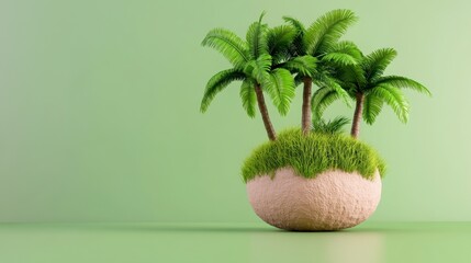 Pixelated Palm Trees on Spherical Island