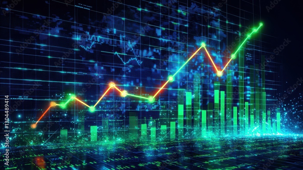 Poster market trends analysis business sector data visualization digital environment high-tech perspective