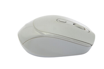 Wireless Silver Computer Mouse with Scroll Wheel on Clean Isolated White Background for Desktop or...