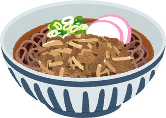 肉そばのイラスト