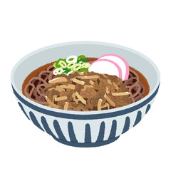 肉そばのイラスト