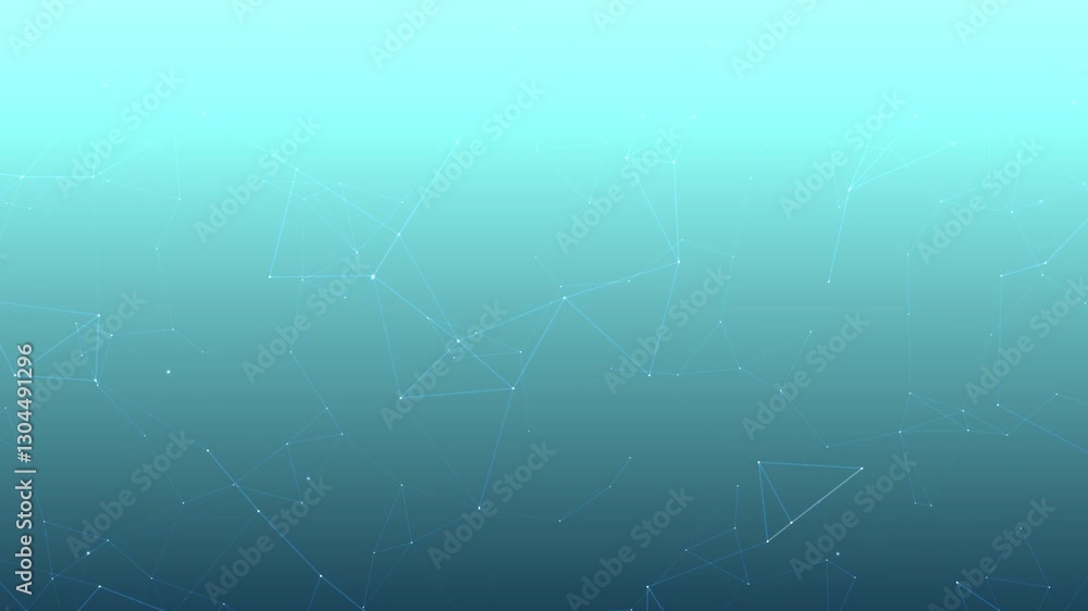 Poster Light blue abstract floating connection web polygonal geometric conncetion network line shapes motion graphic background animation