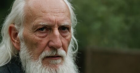 Senior man with white beard and hair showing wisdom and experience