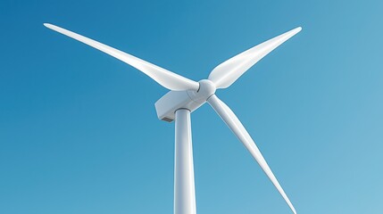 Close-Up of Wind Turbine Blade Against Clear Blue Sky