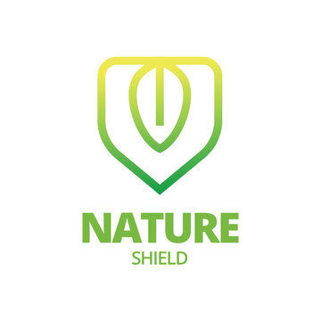 Eco shiled logo template illustration. Shield Leaf Logo Template