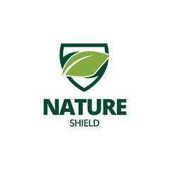 Eco shiled logo template illustration. Shield Leaf Logo Template