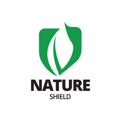 Fototapeta premium Eco shiled logo template illustration. Shield Leaf Logo Template