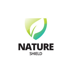 Eco shiled logo template illustration. Shield Leaf Logo Template