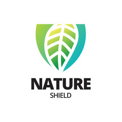 Eco shiled logo template illustration. Shield Leaf Logo Template