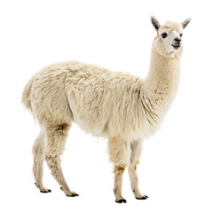 Obraz premium Beautiful Cream-Colored Alpaca Against a White Background