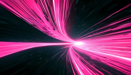 Gardinen Dynamic light trails futuristic landscape digital art virtual environment abstract viewpoint technology concept © A-Lex