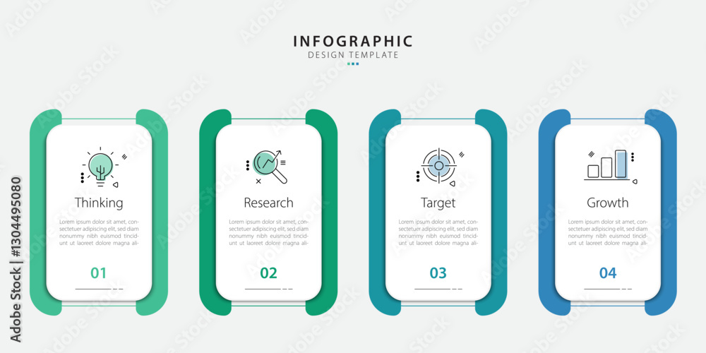 Poster timeline infographic template. 4 step timeline journey, calendar flat simple infographics design tem