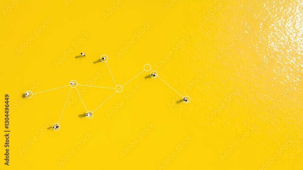Poster connecting ideas a visual network on bright yellow background abstract artwork minimalist environmen
