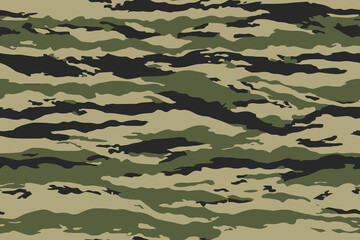 Camouflage seamless pattern. Forest real tree camouflage design. Hunting camouflage. Tiger stripe pattern. Tiger stripe camouflage pattern