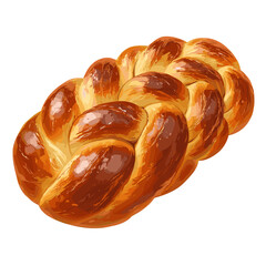Challah, traditional braided bread loaf icon and color drawing. Cartoon vector clip art illustration isolated on a white background