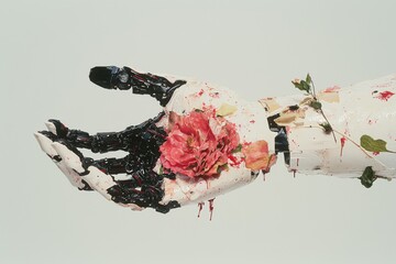 A robotic rehabilitation device helps stroke patients regain mobility with a mechanical hand in a naturally lit environment