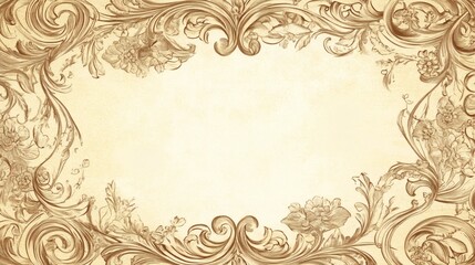 Elegant Vintage Floral Border Design on Cream Background