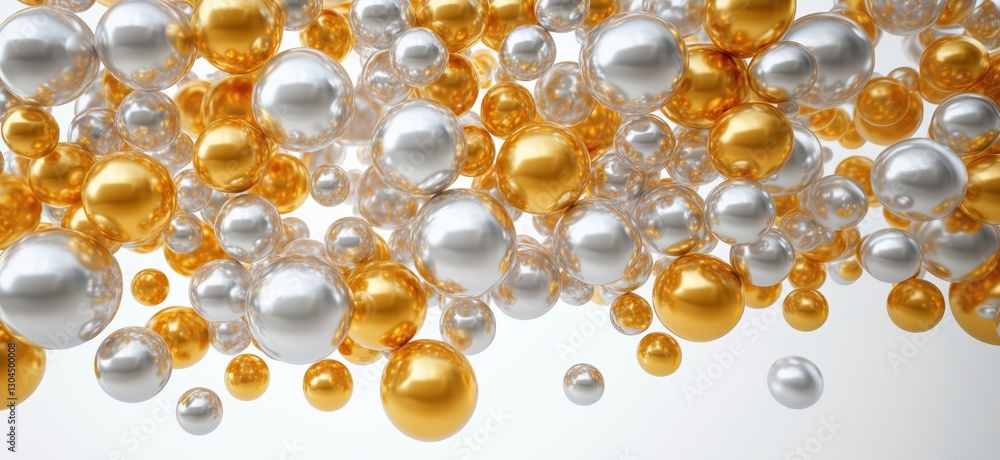 Aufkleber colorful abstract spheres in silver and gold creating a dynamic visual effect