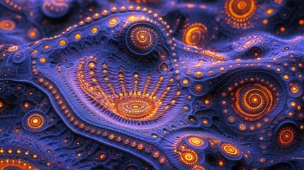 Abstract Fractal Artwork: A Symphony of Spirals and Orbs in Vivid Hues