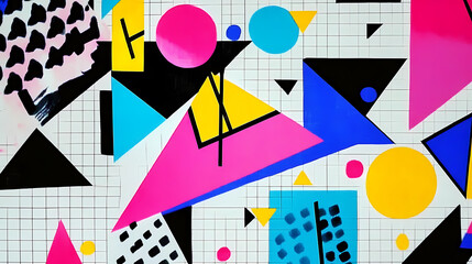 Cheerful Geometric Shapes with Bright Colors and Circles