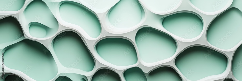 Aufkleber mint green 3d seamless pattern background with monochromatic minimalist wave swirl texture design