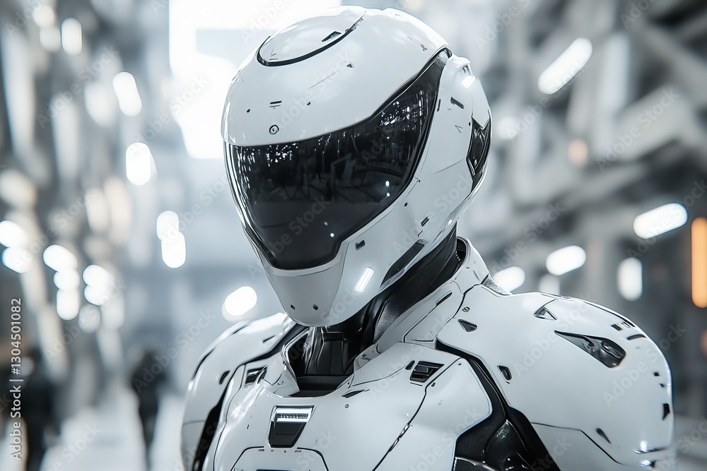 Leinwandbilder shiny futuristic humanoid robot in a high-tech environment showcasing advanced design features