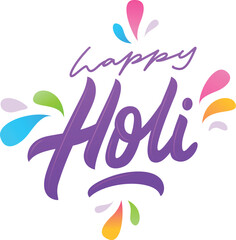 Happy holi colorful lettering