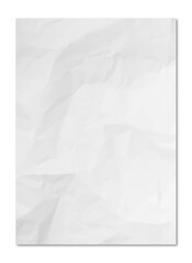 White crumpled sheet of paper with shadow isolated PNG