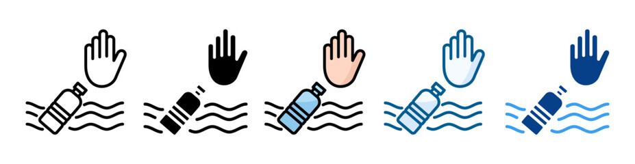 Obraz premium Plastic Pollution Icon Set Multiple Style Collection