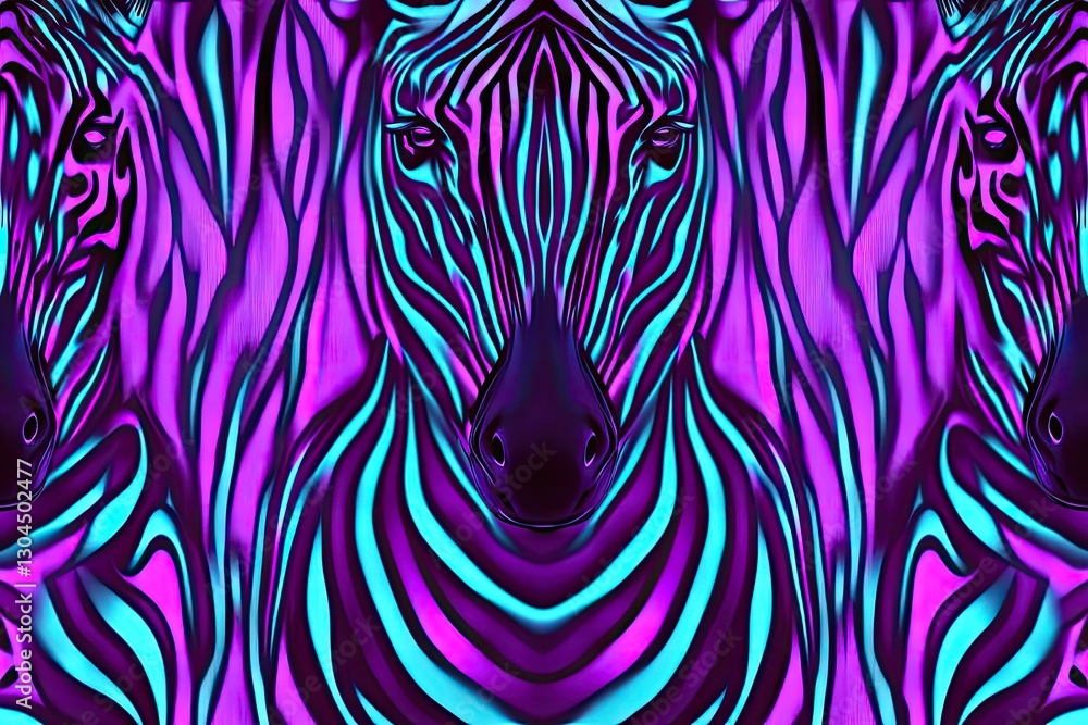 Poster vibrant abstract design featuring zebra patterns in striking pur
