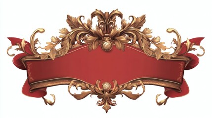 Elegant Vintage Banner with Ornate Gold and Red Design Elements