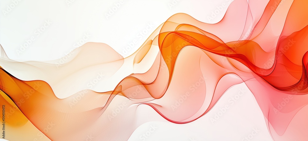 Poster abstract flowing waves in warm colors of orange and red with soft gradients