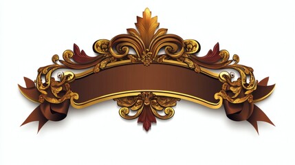 Ornate Decorative Banner with Luxury Floral Design in Brown