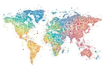 Fototapeta premium A global network of digital connections extending across the globe, highlighting how digital transformation is connecting people and systems worldwide.