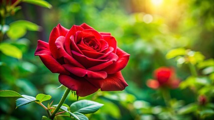 Deep Red Rose Garden Bloom - High-Resolution Stock Photo