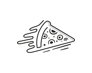 fast food delivery move piece pizza art logo design template