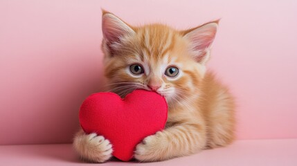 Adorable Kitten with a Heart: A Valentine's Day Delight