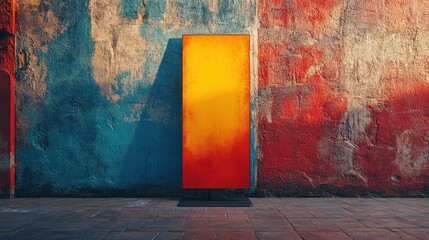 A striking X-stand banner mockup, its bold design ready to capture attention, against a backdrop of a vibrant, textured wall, offering a glimpse into the possibilities of impactful visual